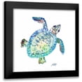 thumbnail image 1 of DeRice, Julie 12x12 Black Modern Framed Museum Art Print Titled - Sea Life in Blues II (turtle), 1 of 5