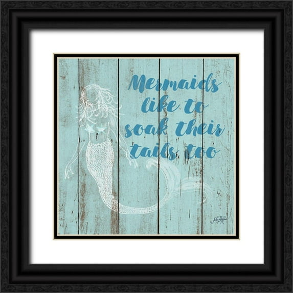 DeRice, Julie 12x12 Black Ornate Wood Framed with Double Matting Museum Art Print Titled - Mermaid Saying II