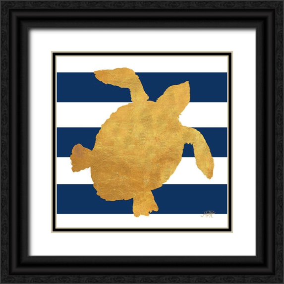DeRice, Julie 12x12 Black Ornate Wood Framed with Double Matting Museum Art Print Titled - Sea Creatures on Stripes III