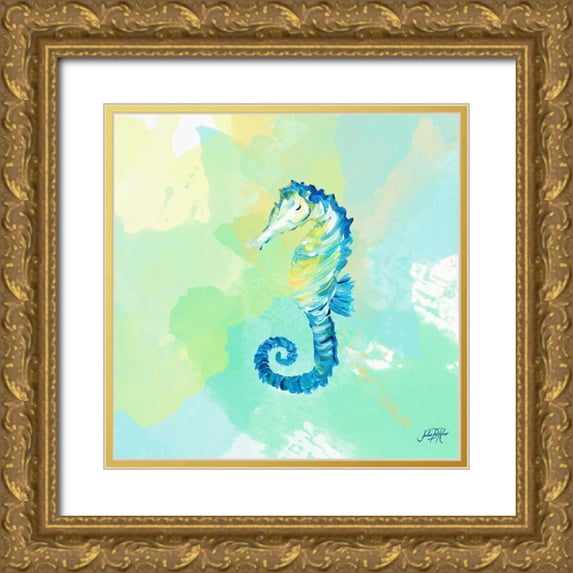 DeRice, Julie 12x12 Gold Ornate Wood Framed with Double Matting Museum Art Print Titled - Watercolor Sea Creatures IV