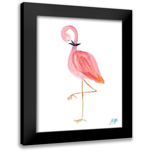 DeRice, Julie 12x14 Black Modern Framed Museum Art Print Titled - Flamingo Walk II