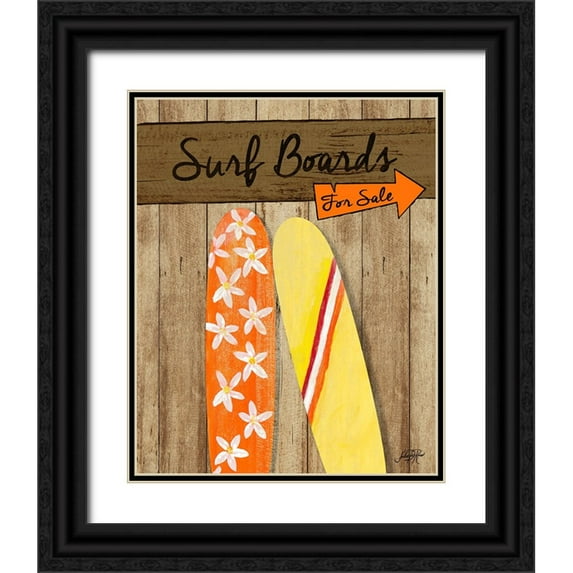 DeRice, Julie 12x14 Black Ornate Wood Framed with Double Matting Museum Art Print Titled - Surf Boards For Sale