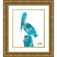 thumbnail image 1 of DeRice, Julie 12x14 Gold Ornate Wood Framed with Double Matting Museum Art Print Titled - Watercolor Pelican 1, 1 of 4