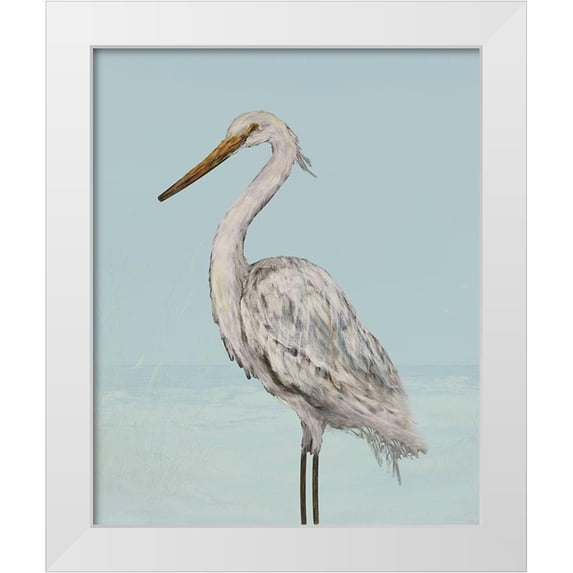 DeRice, Julie 12x14 White Modern Wood Framed Museum Art Print Titled - Coastal Heron II