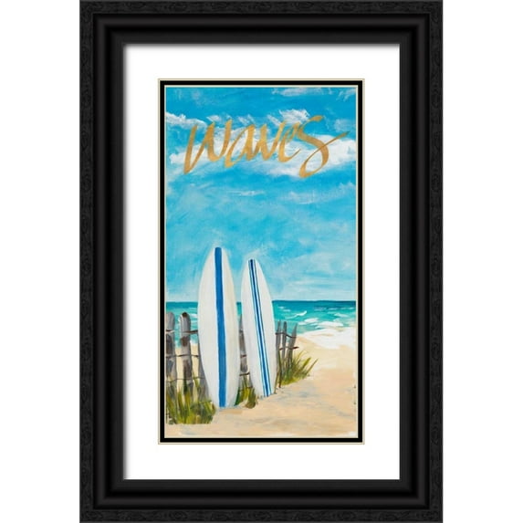 DeRice, Julie 12x18 Black Ornate Wood Framed with Double Matting Museum Art Print Titled - Waves and Surf