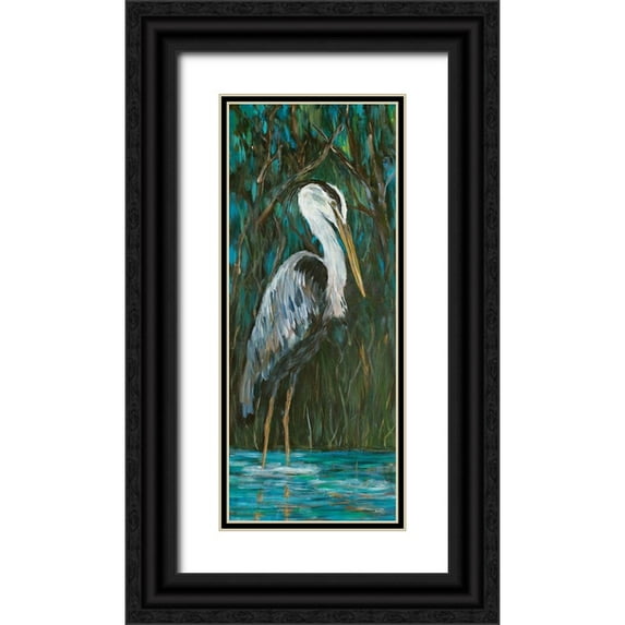 DeRice, Julie 12x24 Black Ornate Wood Framed with Double Matting Museum Art Print Titled - Majestic Heron