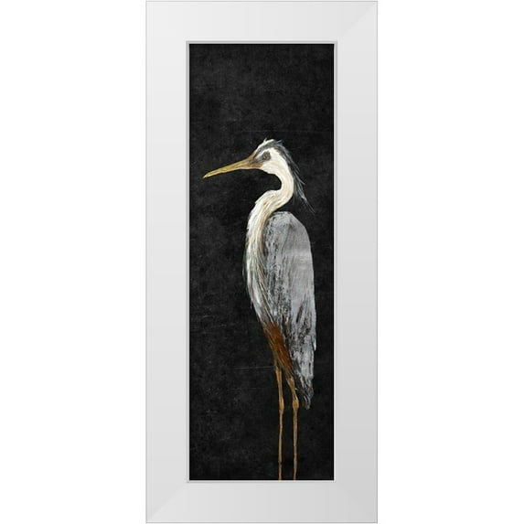 DeRice, Julie 13x32 White Modern Wood Framed Museum Art Print Titled - Heron on Black I