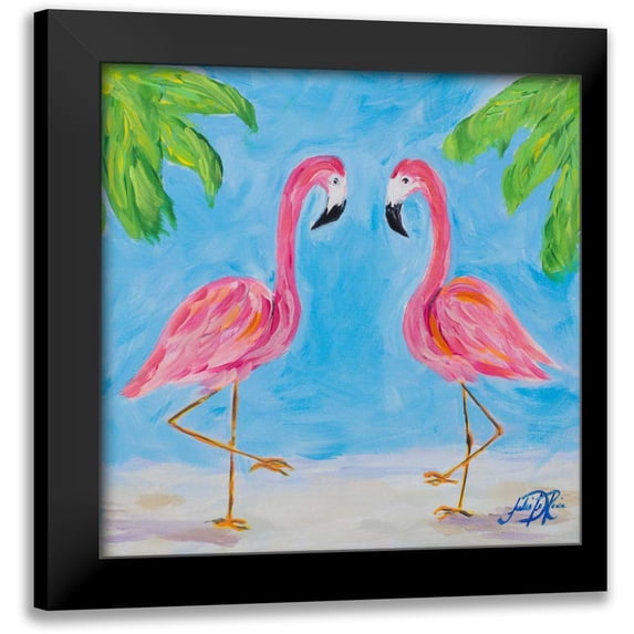 DeRice, Julie 15x15 Black Modern Framed Museum Art Print Titled - Fancy Flamingos III