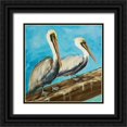 thumbnail image 1 of DeRice, Julie 15x15 Black Ornate Wood Framed with Double Matting Museum Art Print Titled - Pelicans on Post II, 1 of 4