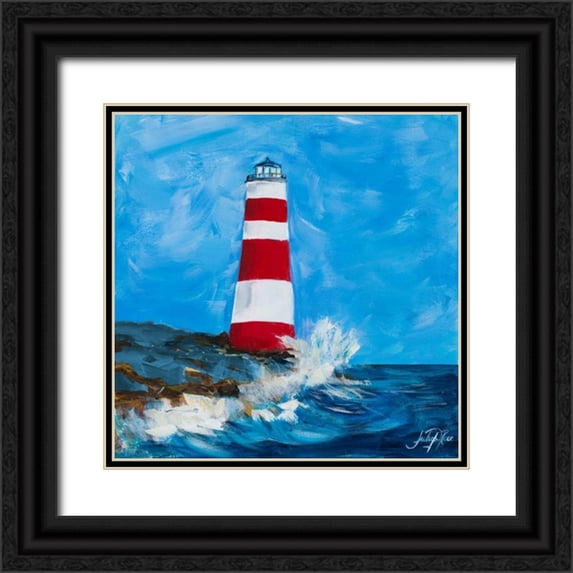 DeRice, Julie 15x15 Black Ornate Wood Framed with Double Matting Museum Art Print Titled - The Lighthouses II