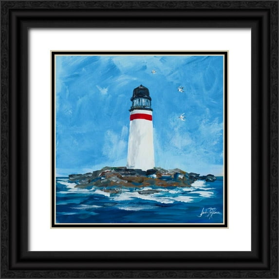 DeRice, Julie 15x15 Black Ornate Wood Framed with Double Matting Museum Art Print Titled - The Lighthouses I