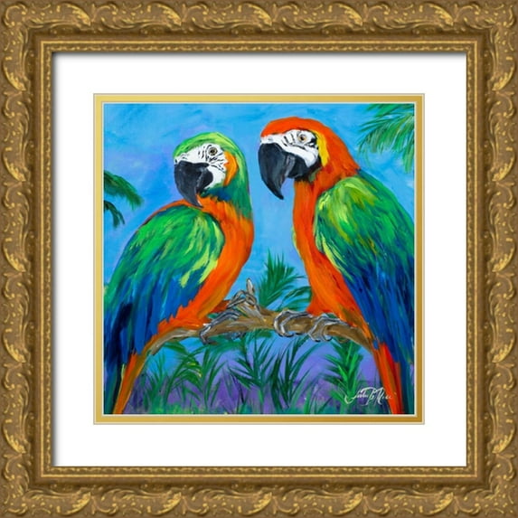 DeRice, Julie 15x15 Gold Ornate Wood Framed with Double Matting Museum Art Print Titled - Island Birds Square I
