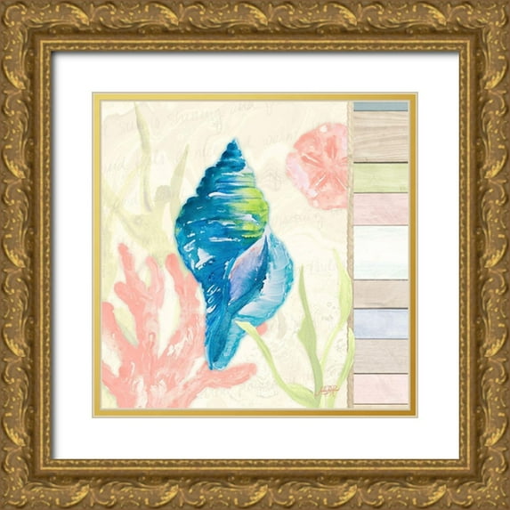 DeRice, Julie 15x15 Gold Ornate Wood Framed with Double Matting Museum Art Print Titled - Pastel Coastal IV
