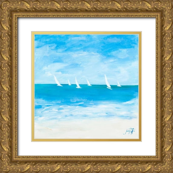 DeRice, Julie 15x15 Gold Ornate Wood Framed with Double Matting Museum Art Print Titled - Windjammer II
