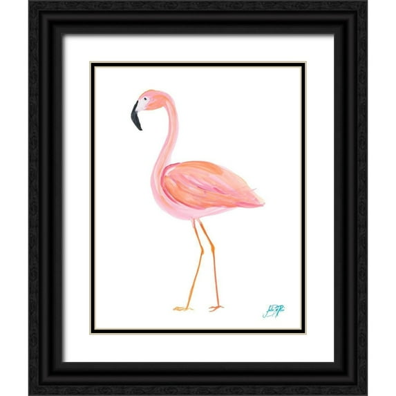 DeRice, Julie 15x18 Black Ornate Wood Framed with Double Matting Museum Art Print Titled - Flamingo Walk III