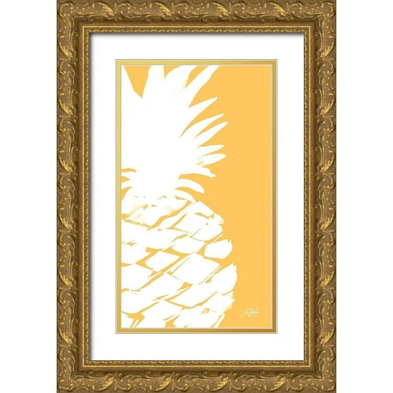 DeRice, Julie 15x24 Gold Ornate Wood Framed with Double Matting Museum Art Print Titled - Modern Pineapple III