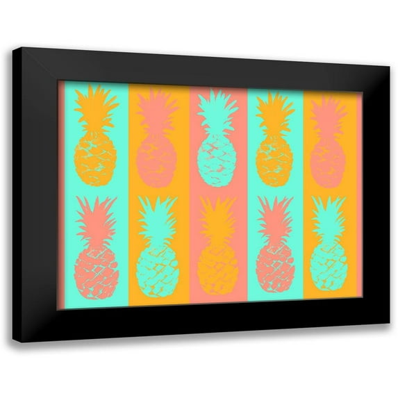 DeRice, Julie 18x15 Black Modern Framed Museum Art Print Titled - Vibrant Pineapples Fiesta