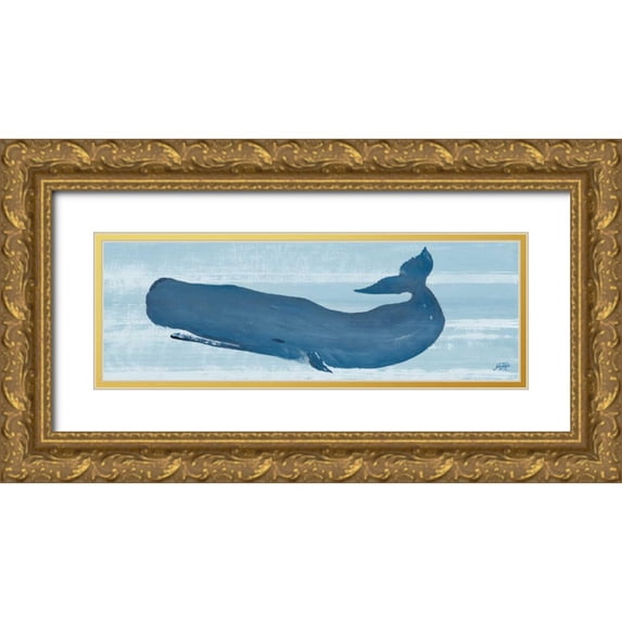 DeRice, Julie 18x9 Gold Ornate Wood Framed with Double Matting Museum Art Print Titled - Blue Whale II