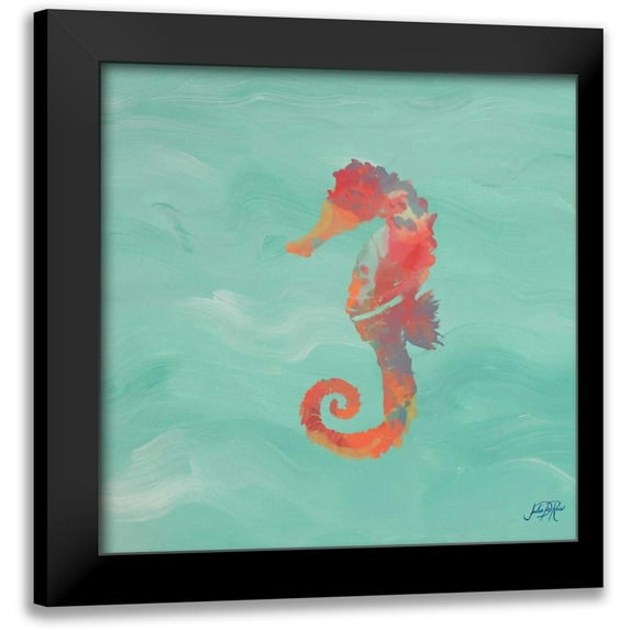 DeRice, Julie 20x20 Black Modern Framed Museum Art Print Titled - Sea Creatures on Teal IV
