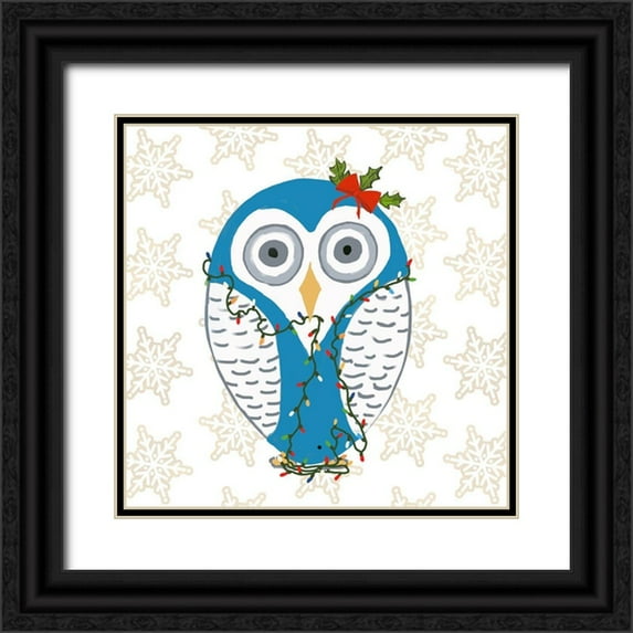 DeRice, Julie 20x20 Black Ornate Wood Framed with Double Matting Museum Art Print Titled - Christmas Owl I