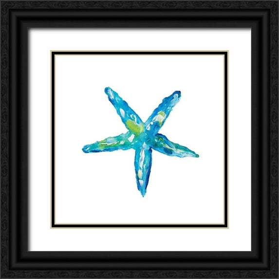 DeRice, Julie 20x20 Black Ornate Wood Framed with Double Matting Museum Art Print Titled - Deep Blue Starfish