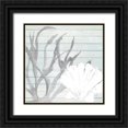 thumbnail image 1 of DeRice, Julie 20x20 Black Ornate Wood Framed with Double Matting Museum Art Print Titled - Seashell on Blue Wood Background, 1 of 4