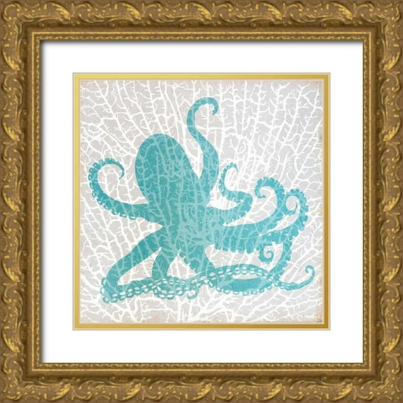 DeRice, Julie 20x20 Gold Ornate Wood Framed with Double Matting Museum Art Print Titled - Sealife on Coral V