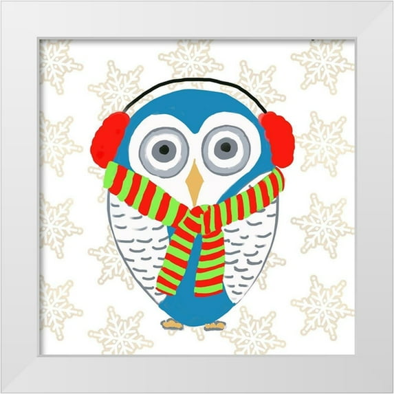 DeRice, Julie 20x20 White Modern Wood Framed Museum Art Print Titled - Christmas Owl II