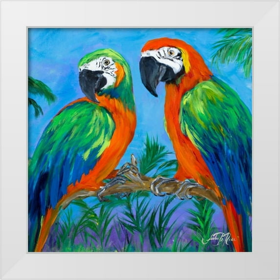 DeRice, Julie 20x20 White Modern Wood Framed Museum Art Print Titled - Island Birds Square I
