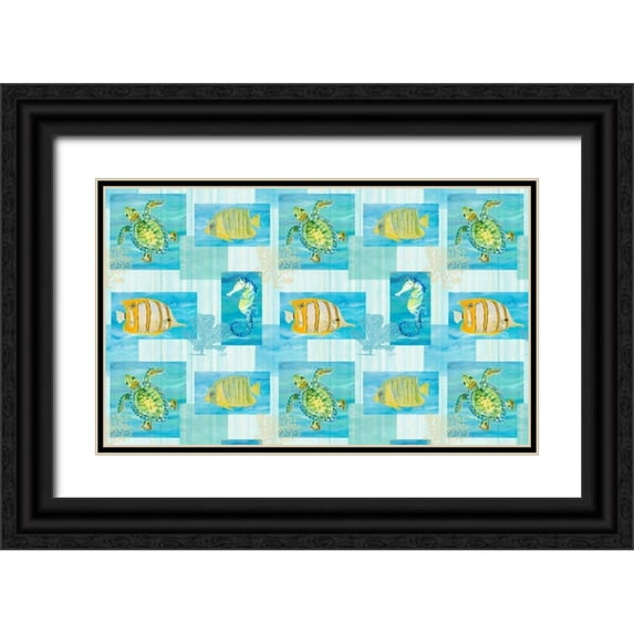 DeRice, Julie 24x16 Black Ornate Wood Framed with Double Matting Museum Art Print Titled - Sealife Rectangle II