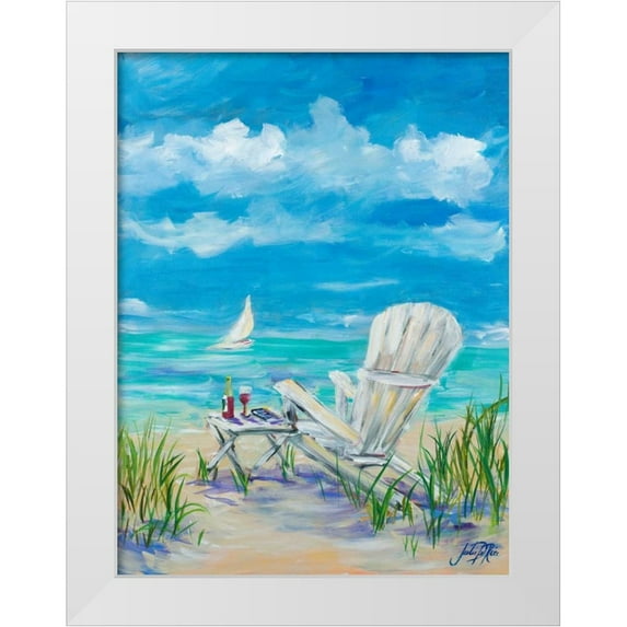 DeRice, Julie 25x32 White Modern Wood Framed Museum Art Print Titled - Beach Lounging