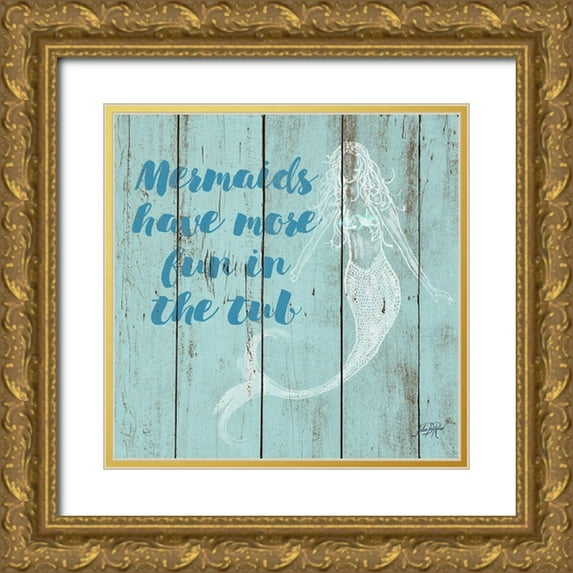 DeRice, Julie 26x26 Gold Ornate Wood Framed with Double Matting Museum Art Print Titled - Mermaid Saying I