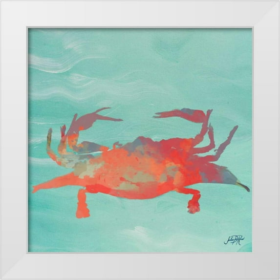 DeRice, Julie 26x26 White Modern Wood Framed Museum Art Print Titled - Sea Creatures on Teal I