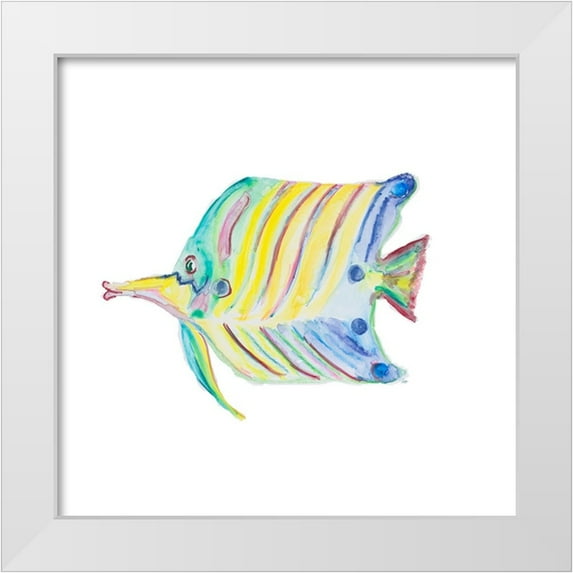 DeRice, Julie 26x26 White Modern Wood Framed Museum Art Print Titled - Swim with the Fish IV