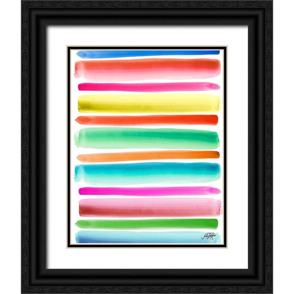 DeRice, Julie 26x32 Black Ornate Wood Framed with Double Matting Museum Art Print Titled - Colorful Stripes Pattern II