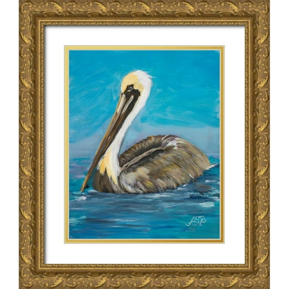 DeRice, Julie 26x32 Gold Ornate Wood Framed with Double Matting Museum Art Print Titled - Pelican Way II