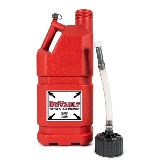 DeVault Enterprises 5-Gallon Red Utility Jug, Portable Container with Ergonomic Handle