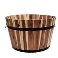 thumbnail image 1 of DeVault 23-Inch Premium Acacia Wood Planter with Metal Banding and Handles, Outdoor Decorative Wood Planter Pot, 1 of 7