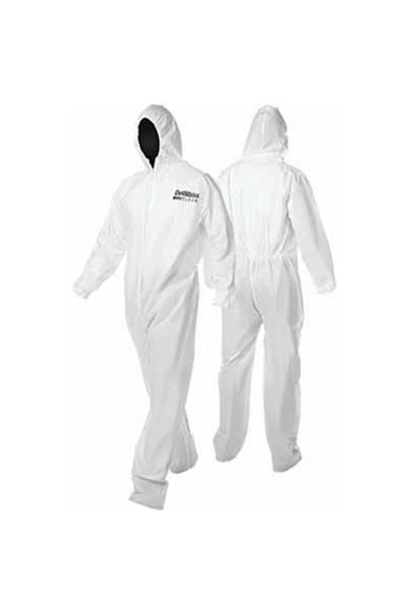 CLEAN Disposable Coverall, Men's X-Large, White, Full Zipper Front