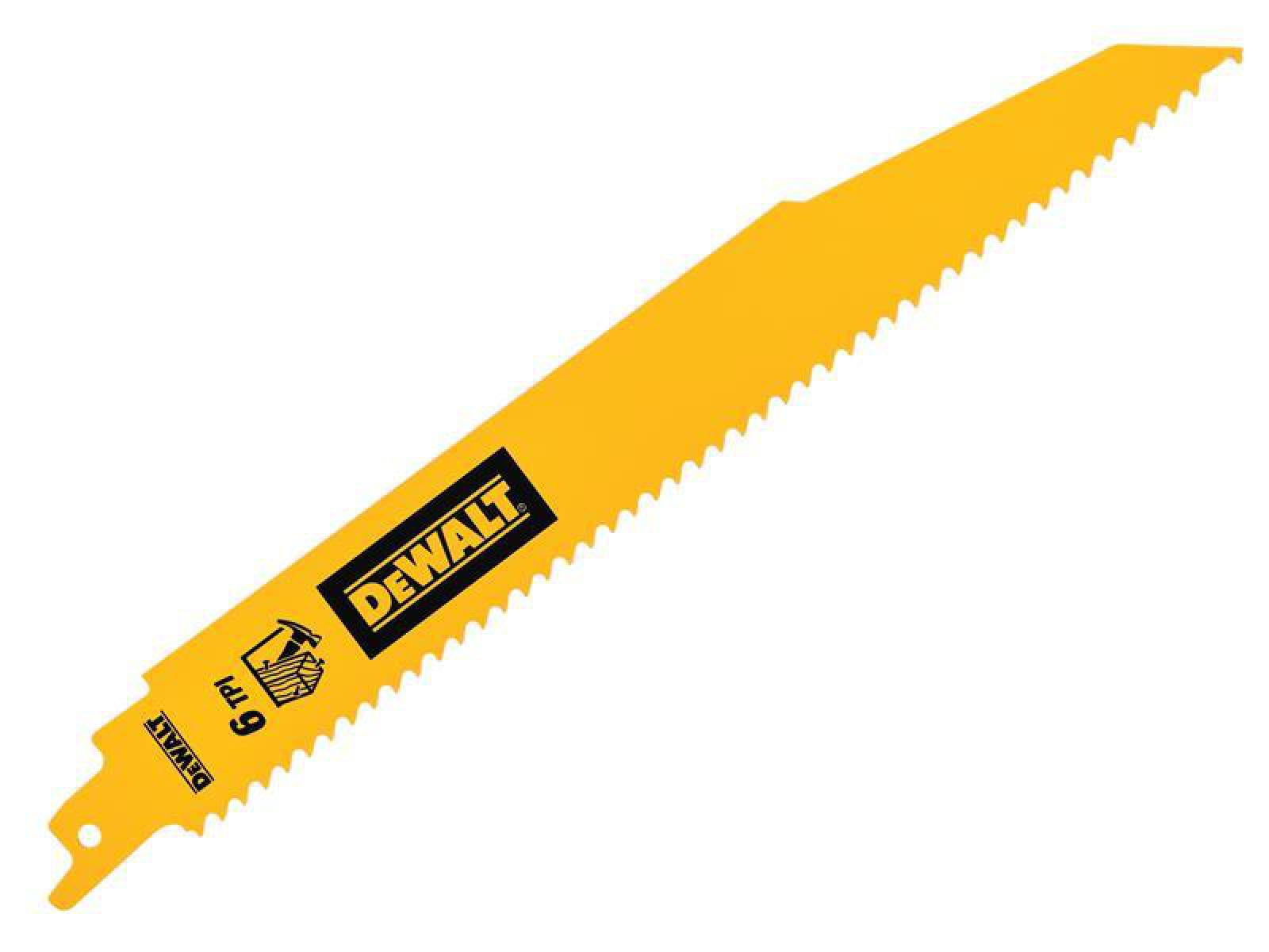 DeWALT - Bi-Metal Wood Demolition Reciprocating Blade 228mm x 6 TPI (Pack 5)