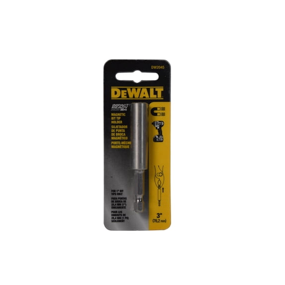 DEWALT 3 in Magnetic Bit Tip Holder (DW2045) – 1/4 in Hex Shank Compatibility, Shock-Resistant Steel