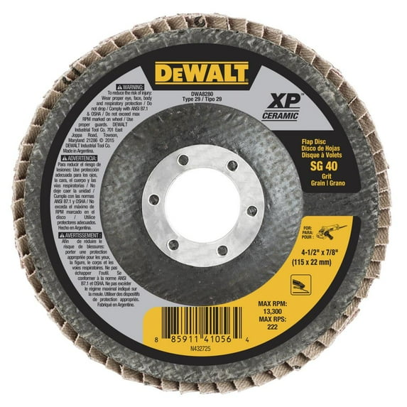 DeWALT DWA8280 4-1/2 x 7/8 40 Grit Ceramic Flap Disc