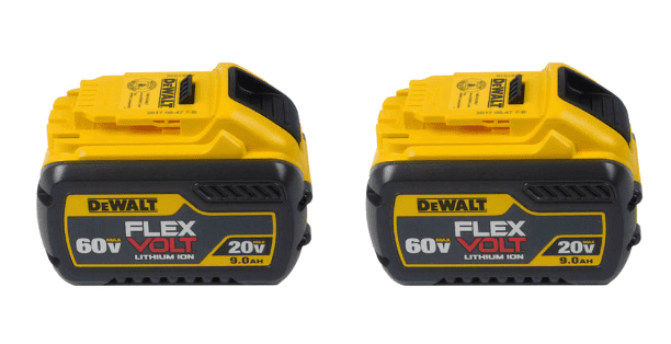 DEWALT FLEXVOLT 20V/60V MAX 9.0Ah Battery Pack 2-Pack (DCB609-2) – 180Wh, Extended Runtime, LED Fuel Gauge