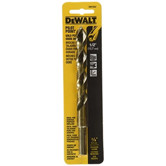 DEWALT 1/2 In. Gold Ferrous Oxide Pilot Point Drill Bit