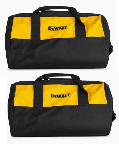DeWalt 19-Inch Contractor Tool Bags with Base Runners, 2-Pack, Heavy-Duty Zippered Soft Tool Storage, Black/Yellow