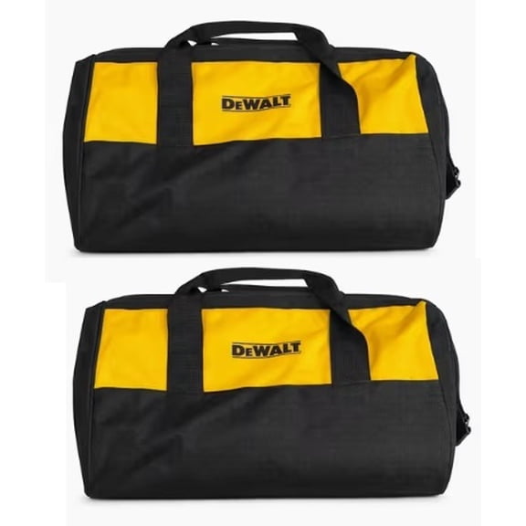 DeWalt 19-Inch Contractor Tool Bags with Base Runners, 2-Pack, Heavy-Duty Zippered Soft Tool Storage, Black/Yellow