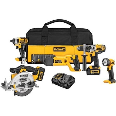 DeWalt 20V 5-Tool Combo Impact Driver Cirular Saw LED Worklight Hammerdrill Reciprocating Saw
