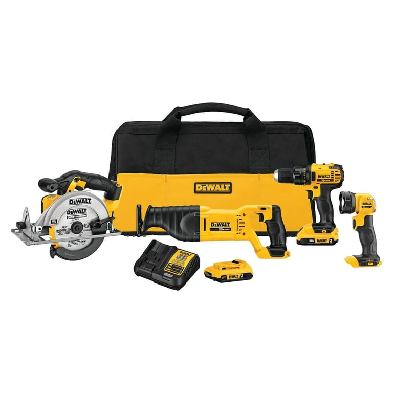 DeWalt 20V MAX 4 Tool Kit w Reciprocating Circular Saws LED Worklight