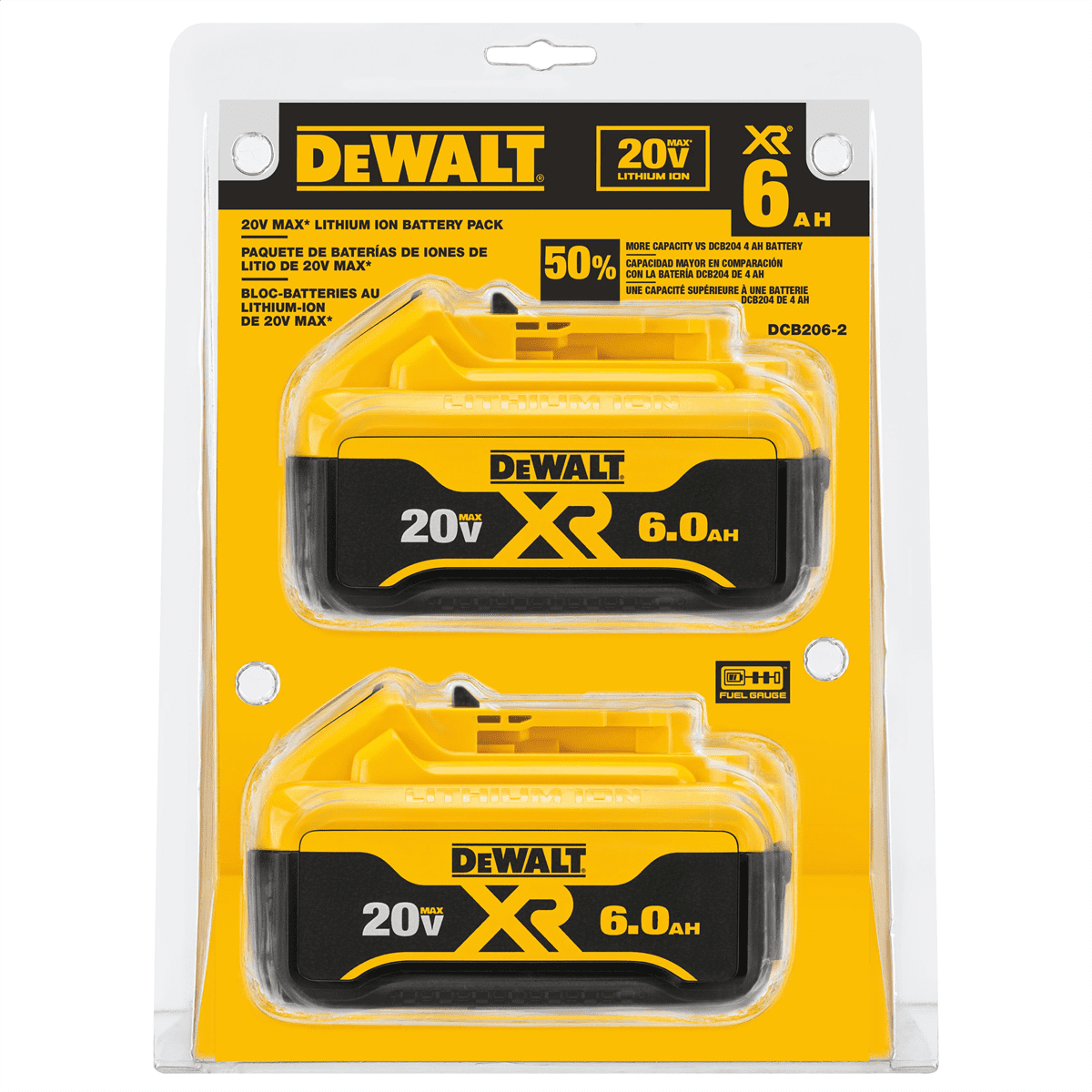 DeWalt 20V MAX Rechargeable Lithium Power Pack 6.0 AH LI ION BATTERY 2PK Walmart