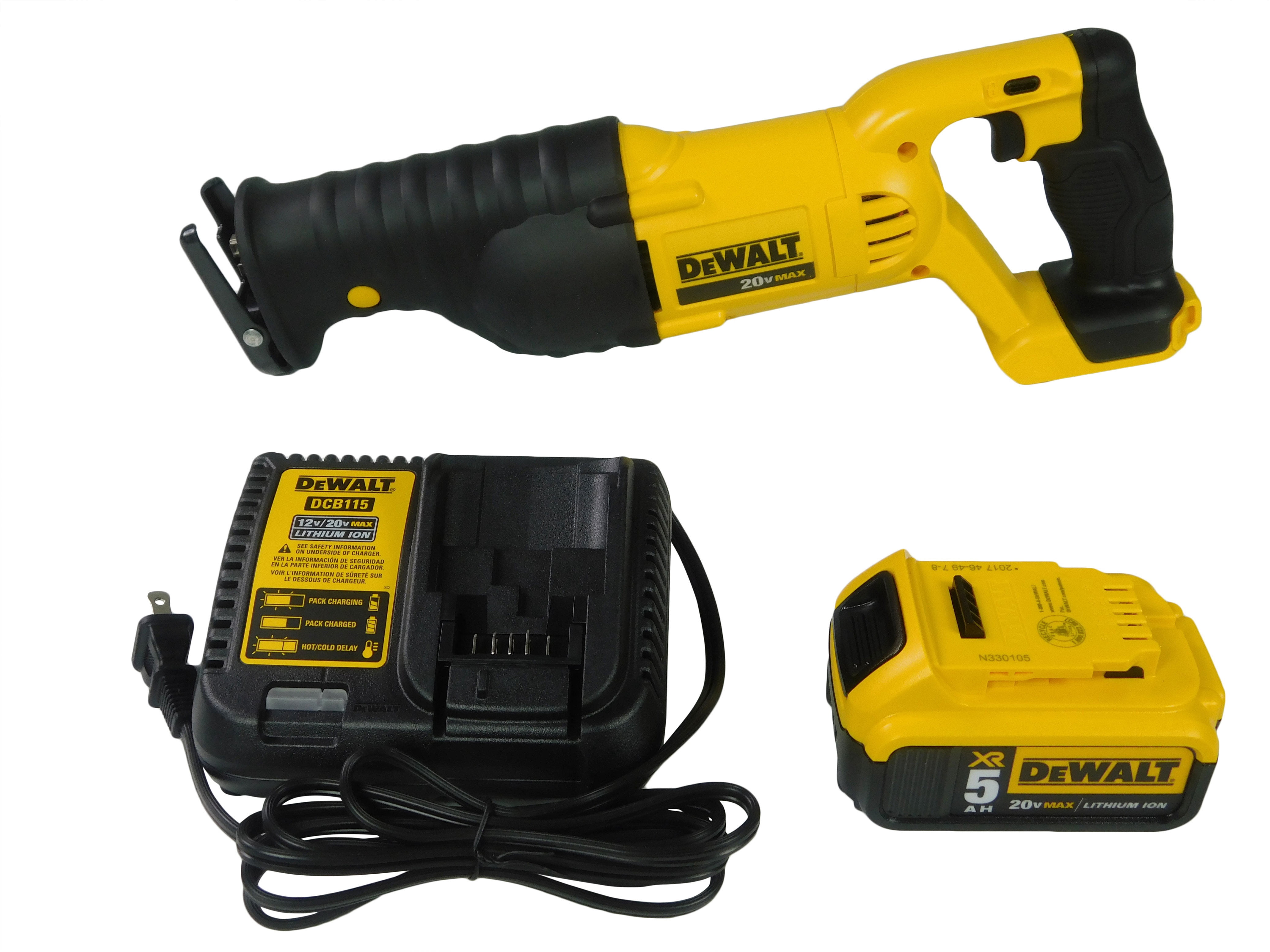 DeWalt 20V MAX Lithium Ion Reciprocating Saw Kit, 5 A-h Lithium-Ion, 1 1/8 in Stroke L